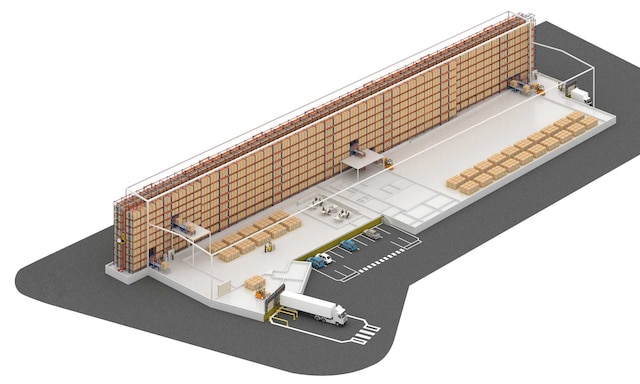 Armazém automatizado da Cosmopak em Portugal com produtos cosméticos