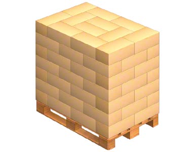 Carga de uma palete com caixas entrelaçadas