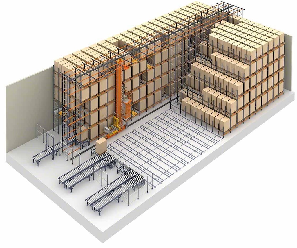 Representação de sistemas de armazenagem compacta e Pallet Shuttle automático Representação de sistemas de armazenagem compacta e Pallet Shuttle automático