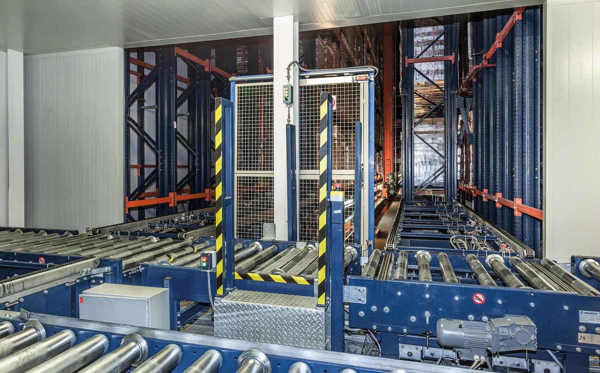 Circuito de transportadores y picking automático en el almacén de Delaviuda