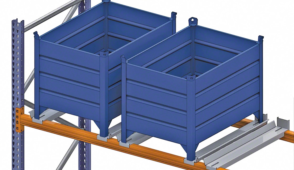 O suporte de contêiner é um perfil metálico que é colocado para garantir a segurança do contêiner armazenado