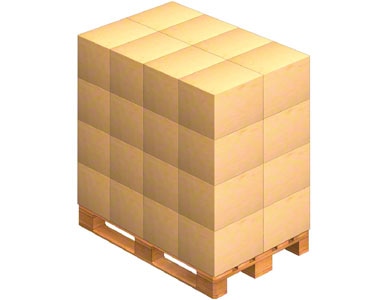 Uma palete onde são colocadas as caixas de embalagem enviadas pelo fornecedor. O fornecedor também pode enviar a mercadoria já paletizada (numa palete).