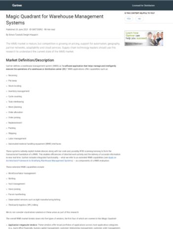 A Mecalux foi colocada no relatório global da Gartner para Warehouse Management Systems A Mecalux foi colocada no relatório global da Gartner para Warehouse Management Systems