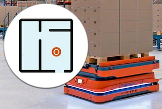 Ao configurar o sistema, um dos AMR digitaliza o armazém para gerar um mapa virtual