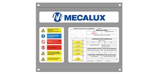 As placas de identificação especificam as características técnicas das estantes para carga leve M3