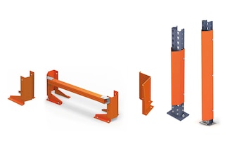 As diferentes proteções resguardam os elementos verticais das estantes contra impactos acidentais