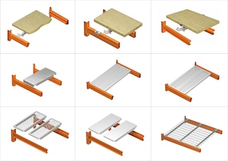 As racks paletes podem ser equipadas com uma vasta gama de prateleiras