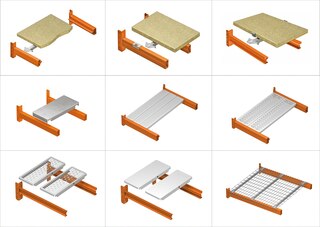As racks paletes podem ser equipadas com uma vasta gama de prateleiras