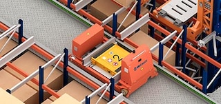 As lançadeiras movem o carro elétrico ao longo do corredor de trabalho As lançadeiras movem o carro elétrico ao longo do corredor de trabalho