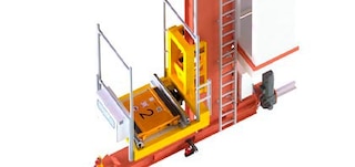 O  carro satélite está localizado no berço de elevação do transelevador O  carro satélite está localizado no berço de elevação do transelevador