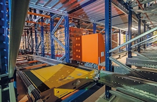 Cada lançadeira percorre o nível atribuído para mover o carro entre os diferentes canais Cada lançadeira percorre o nível atribuído para mover o carro entre os diferentes canais