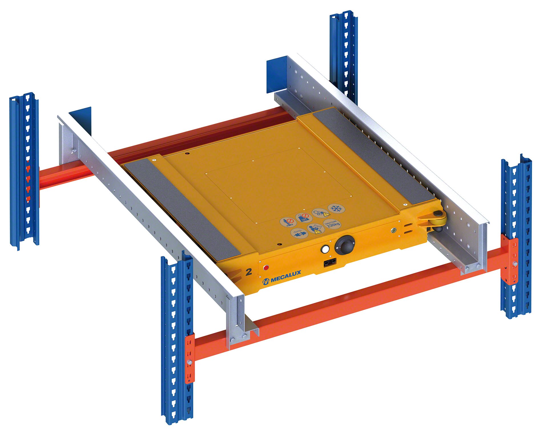 O canal de armazenamento deve ser adaptado para que o Pallet Shuttle possa ser colocado em cada carril