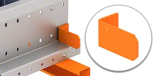 Batentes final de carril nas estantes com Pallet Shuttle