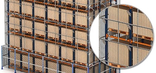 Rede antiqueda nas estantes com Pallet Shuttle
