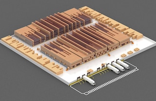 Com o sistema Pallet Shuttle, é possível configurar canais de armazenamento de grande profundidade