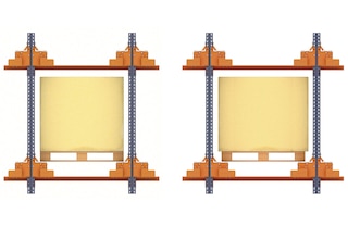 As folgas das estantes são determinadas baseando-se nas dimensões da unidade de carga armazenada
