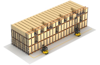 O Pallet Shuttle permite operar simultaneamente em diferentes canais