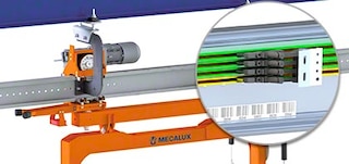 Os carris aéreos são fixados no teto do armazém ou numa estrutura elevada